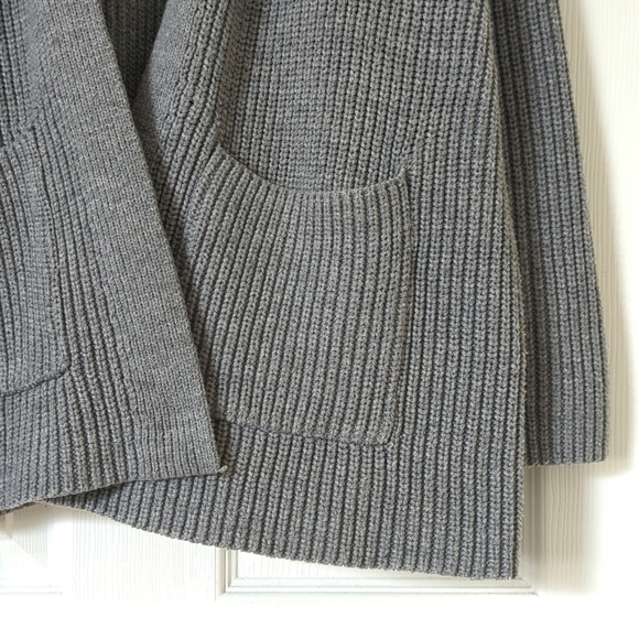 The Beach People The Twin Palms Ribbed Knit Open Front Cardigan Sweater Gray M/L - Picture 9 of 14